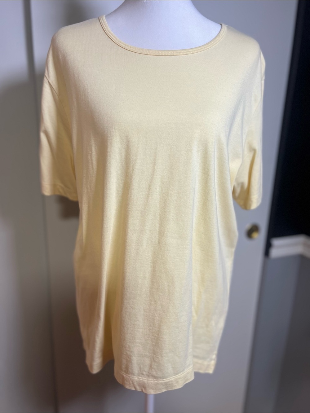 Lands' End Short Sleeve Crew Tee in Light Yellow
